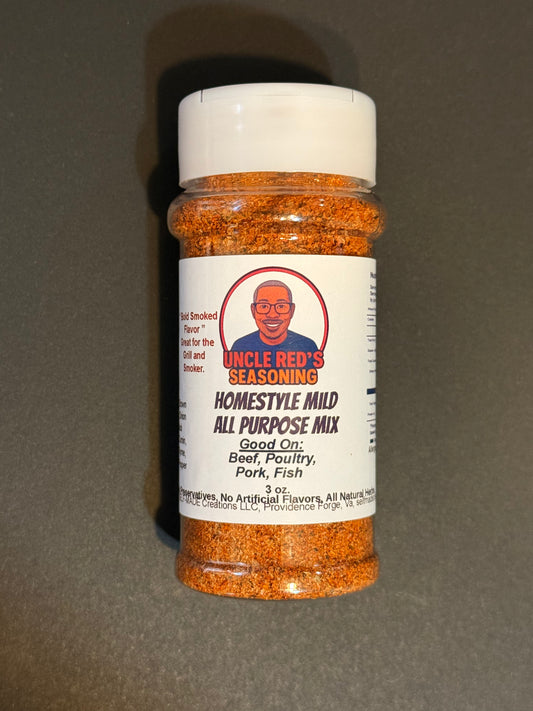 SOLD IN VIRGINIA ONLY Homestyle Mild Mix – Smoked Grill Seasoning | Uncle Red’s Seasonings | Smooth, Smoky, Flavorful 3oz